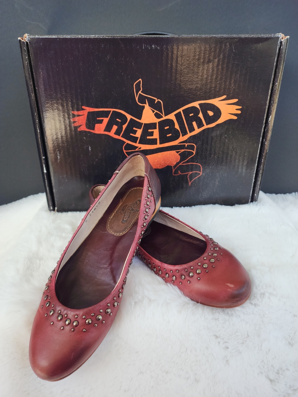 Freebird by Steven Red Studded Leather Ballet Flats SIZE 7